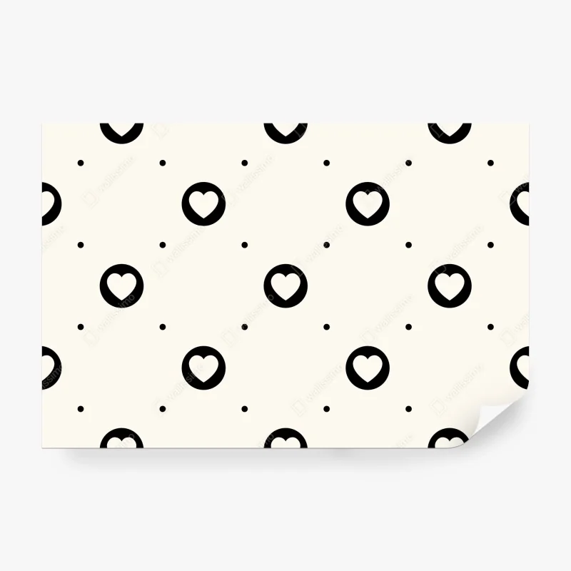 Fototapete minimalistisches muster mit schwarzen herzen