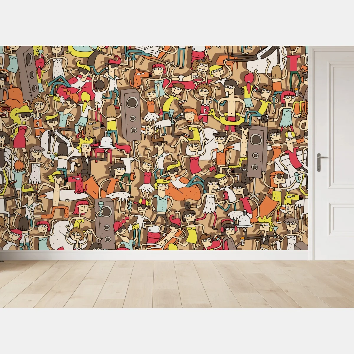 Fototapete verspieltes party-muster mit menschen – Wallnifity® Fototapete verspieltes party-muster mit menschen – Wallnifity®