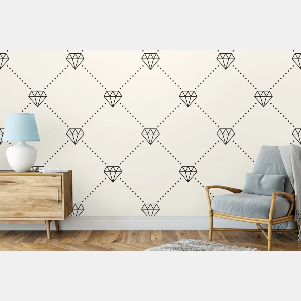 Fototapete diamentgittermuster auf beigem hintergrund – Wallnifity®