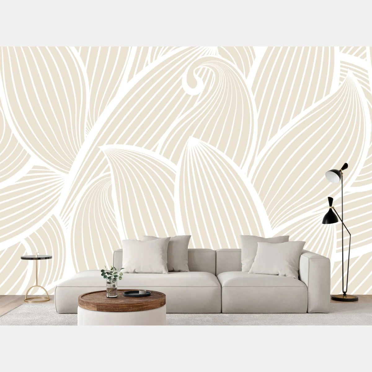 Fototapete zartes beige botanisches muster – Wallnifity® Fototapete zartes beige botanisches muster – Wallnifity®