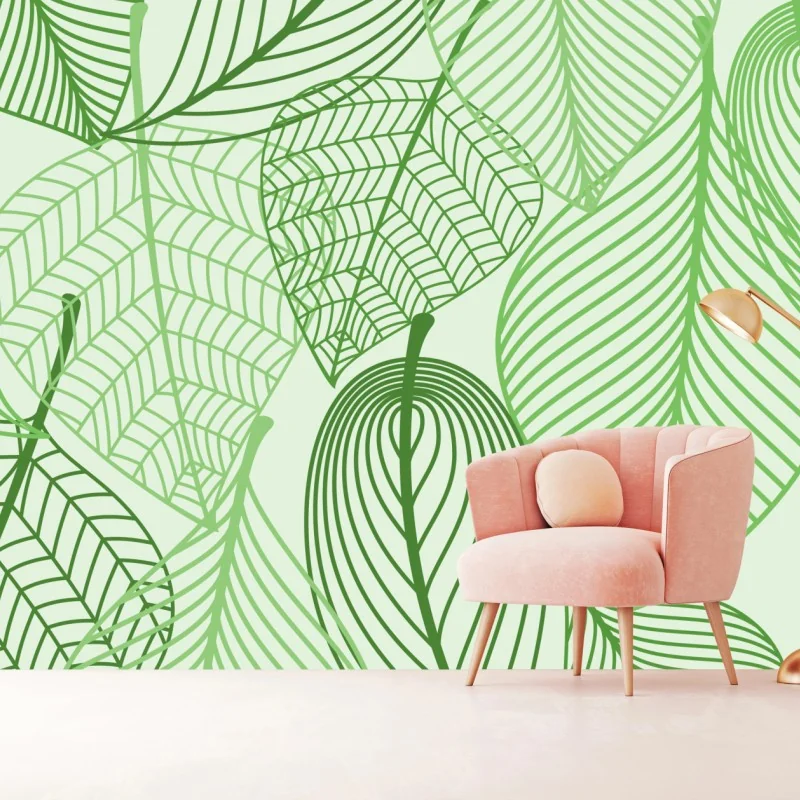 Fototapete grünes botanisches blättermuster – Wallnifity® Fototapete grünes botanisches blättermuster – Wallnifity®
