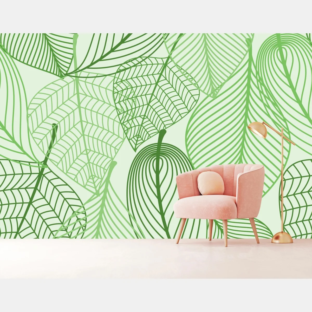 Fototapete grünes botanisches blättermuster – Wallnifity® Fototapete grünes botanisches blättermuster – Wallnifity®