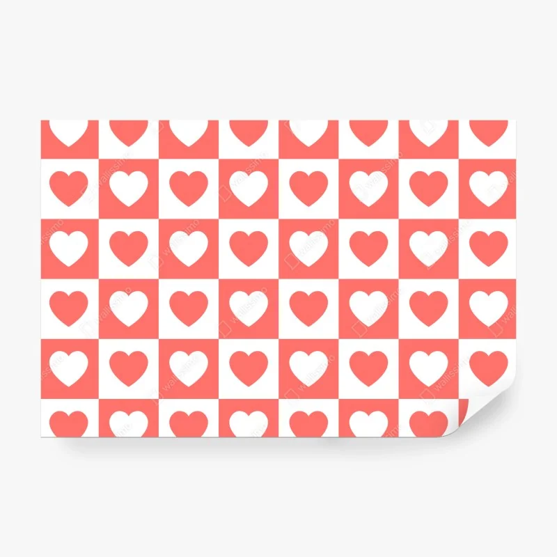 Fototapete rosa herzen schachbrettmuster