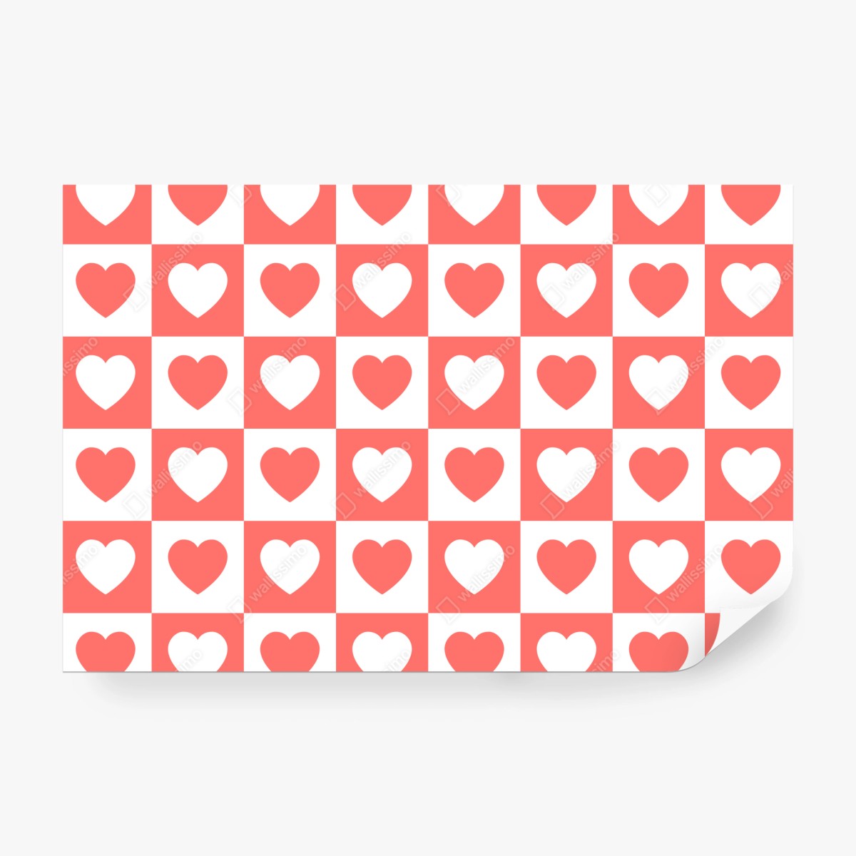 Fototapete rosa herzen schachbrettmuster – Wallnifity®