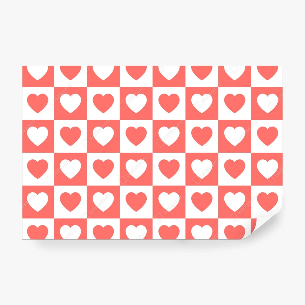 Fototapete rosa herzen schachbrettmuster – Wallnifity®