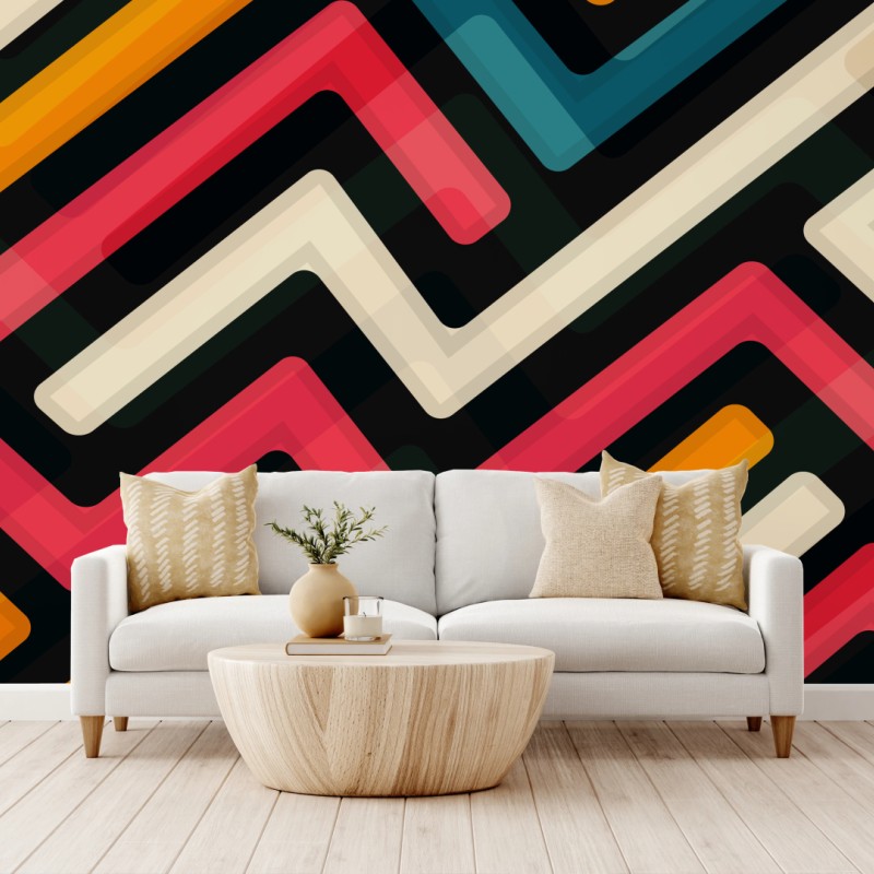 Fototapete buntes geometrisches labyrinthmuster