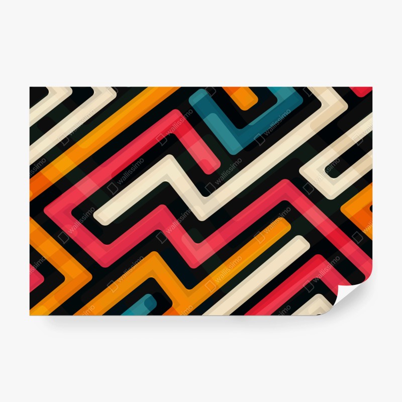 Fototapete buntes geometrisches labyrinthmuster