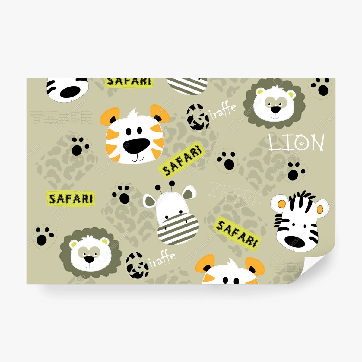 Fototapete süßes safari-tiermuster für kinder – Wallnifity® Fototapete süßes safari-tiermuster für kinder – Wallnifity®
