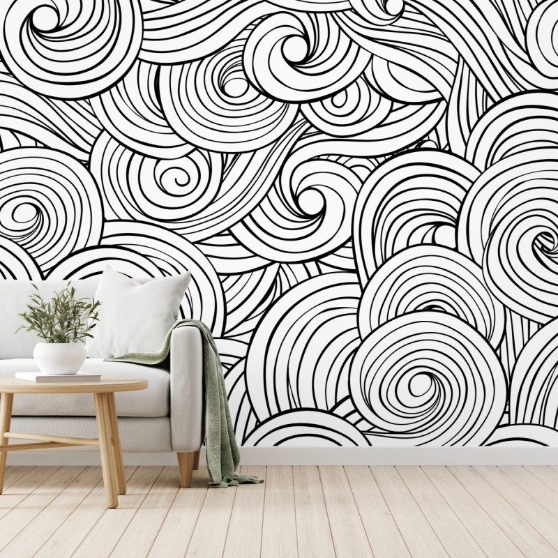 Fototapete schwarzweißes spiralmuster