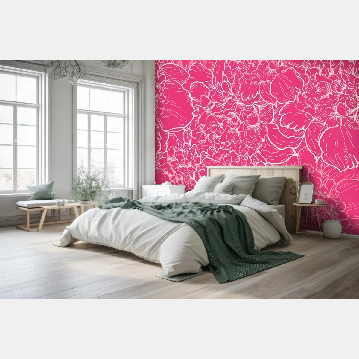 Fototapete leuchtendes rosa pfingstrosenmuster – Wallnifity®