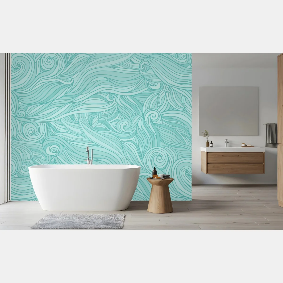 Fototapete türkis wellenmuster für das interieur – Wallnifity® Fototapete türkis wellenmuster für das interieur – Wallnifity®