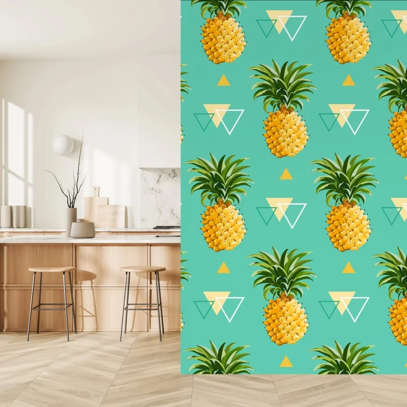 Fototapete tropisches ananasmuster auf türkisfarbenem hintergrund