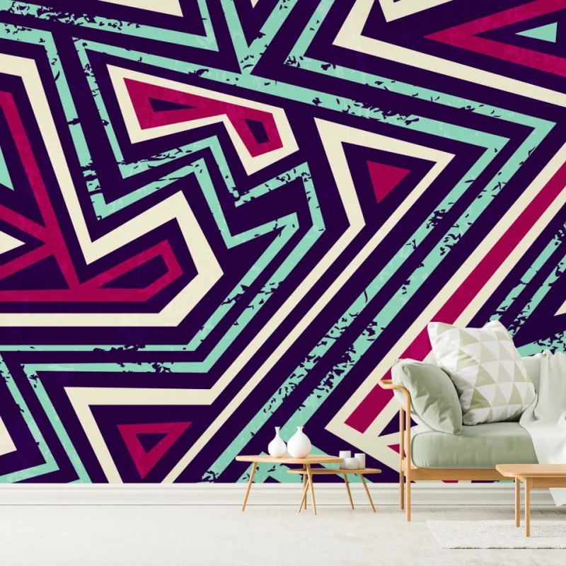 Fototapete kräftiges geometrisches dreiecksmuster