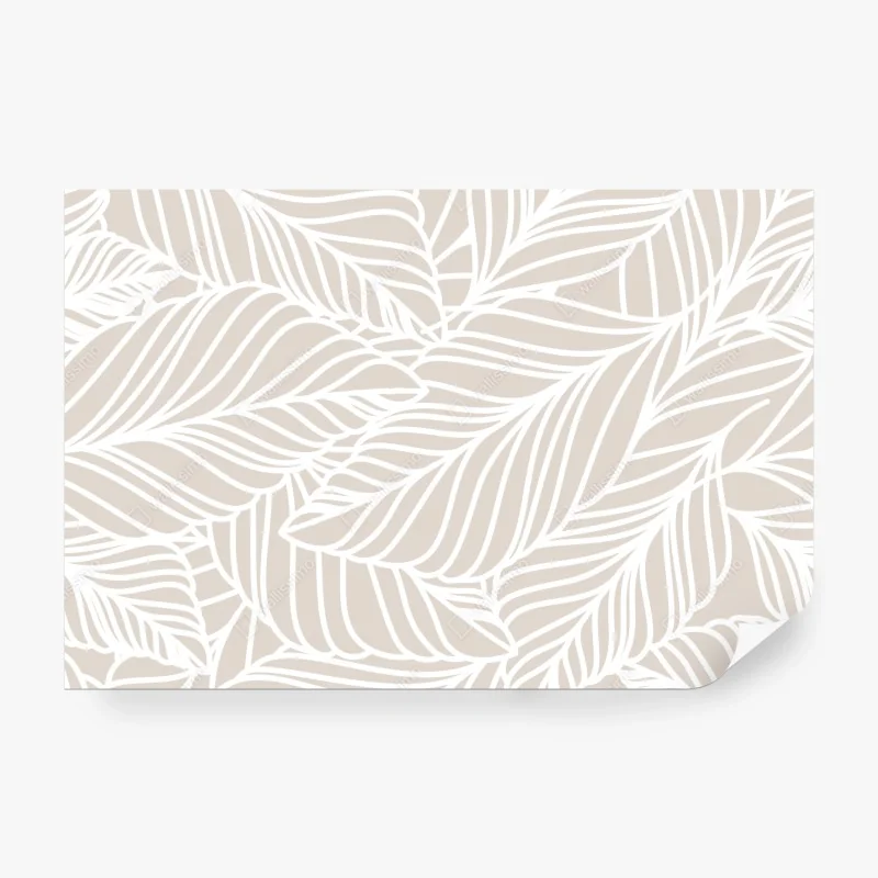 Fototapete beige botanisches blattmuster