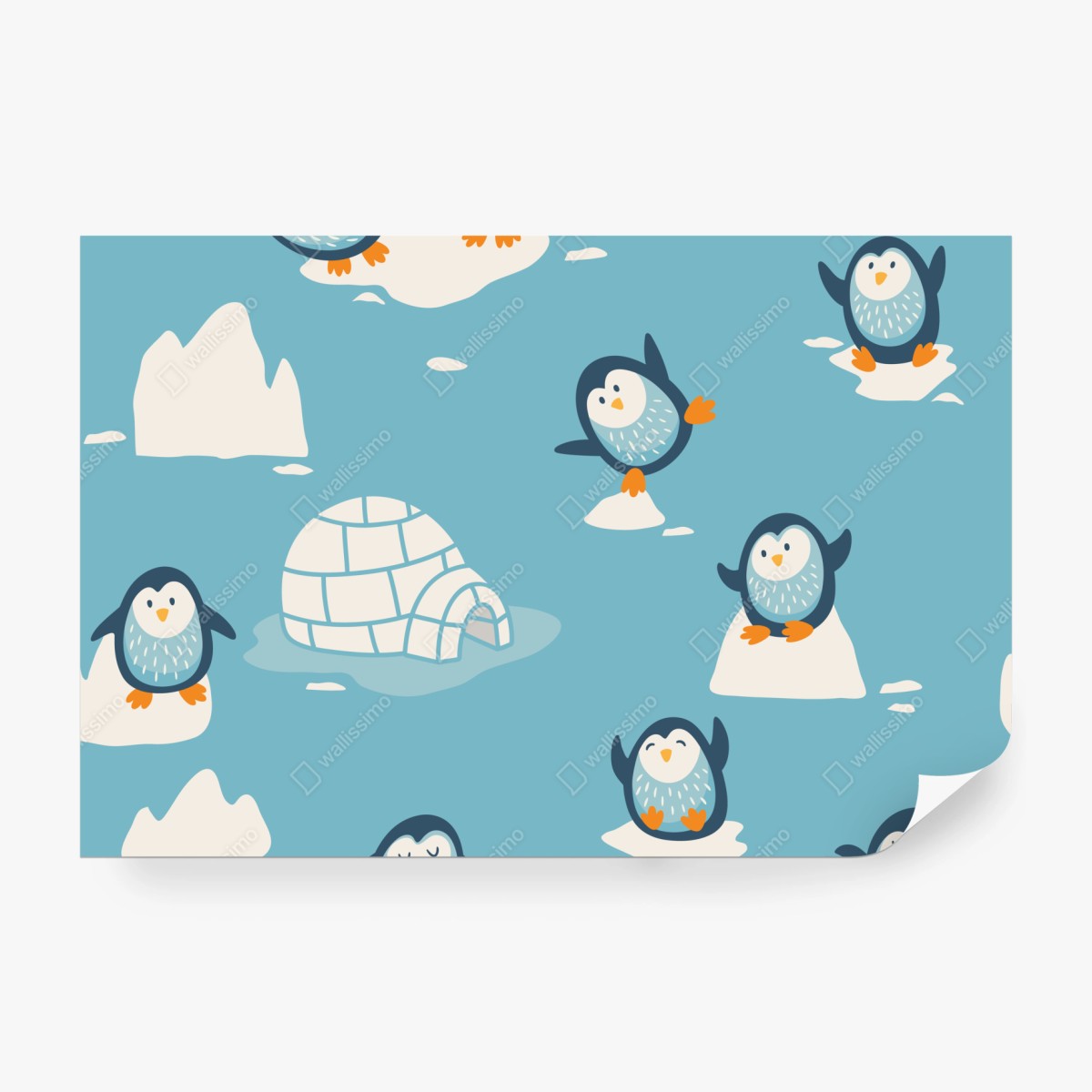 Fototapete verspieltes pinguinmuster für kinderzimmer – Wallnifity® Fototapete verspieltes pinguinmuster für kinderzimmer – Wallnifity®