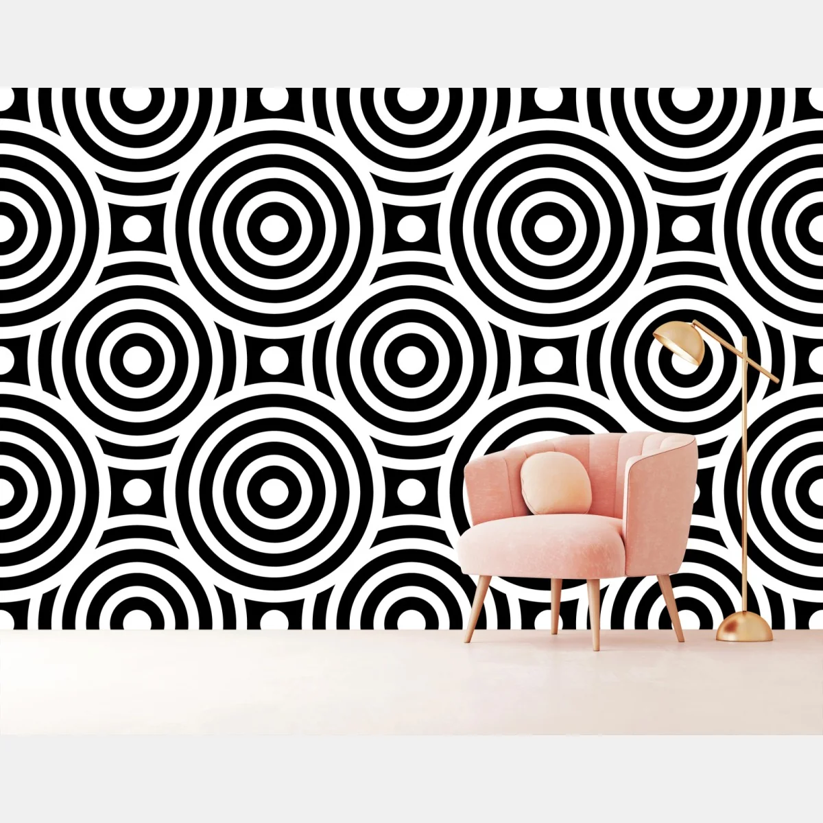 Fototapete schwarz-weiß muster aus konzentrischen kreisen – Wallnifity®