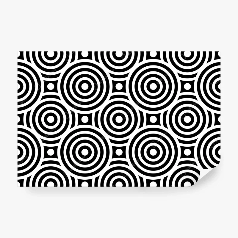 Fototapete schwarz-weiß muster aus konzentrischen kreisen