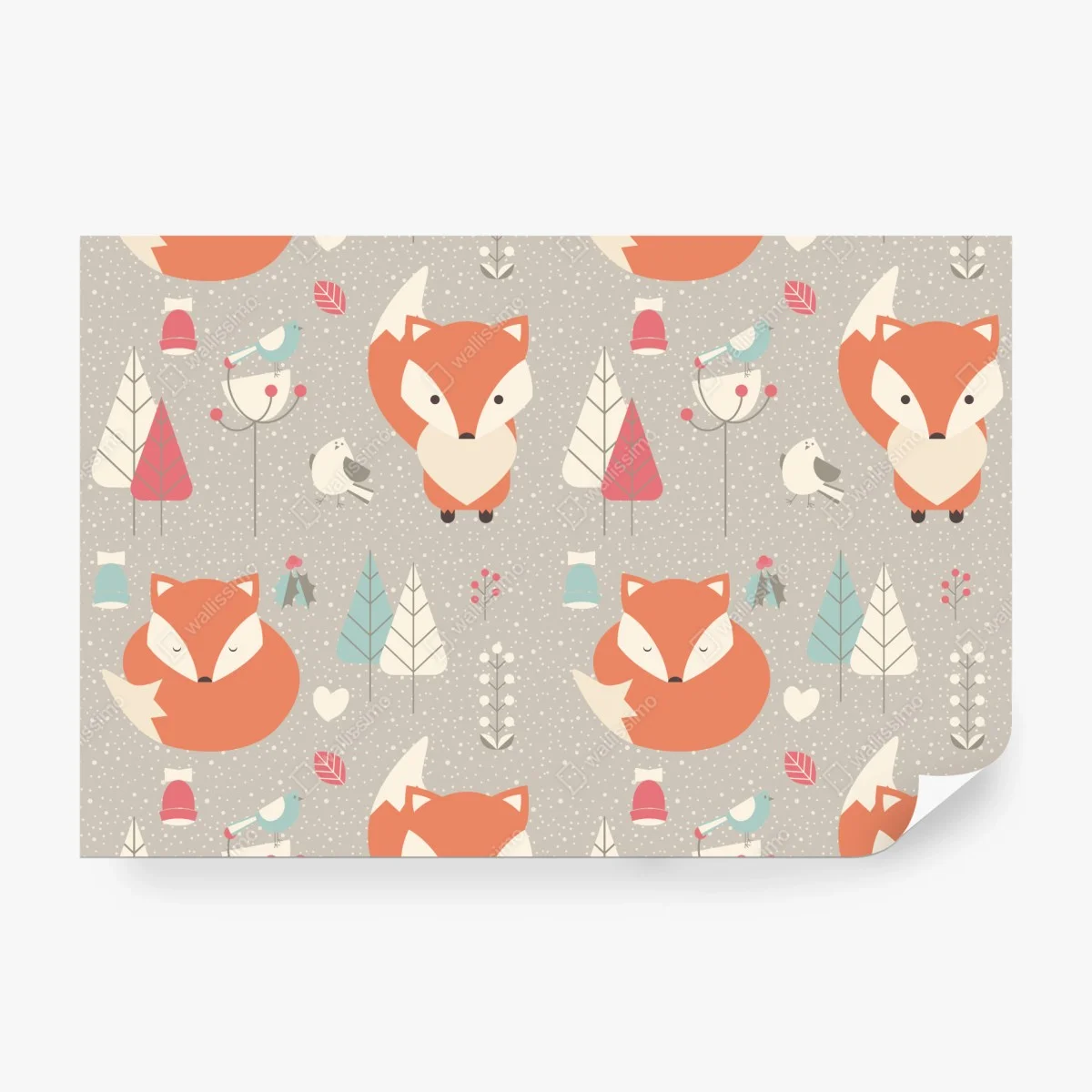 Fototapete niedliches waldfuchs-muster – Wallnifity®