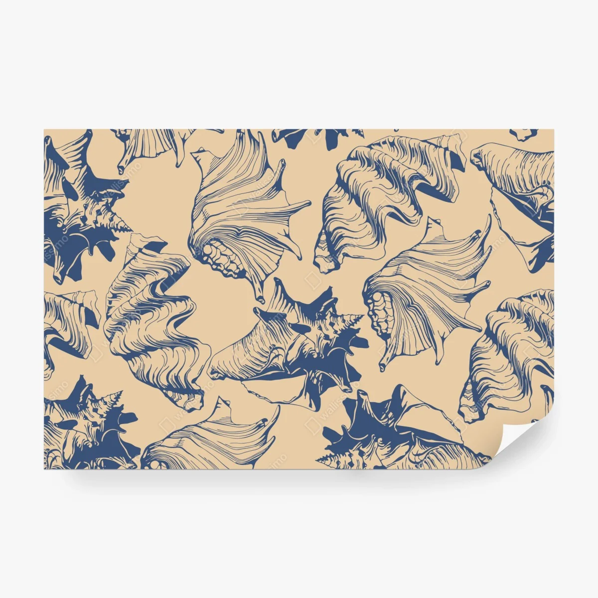 Fototapete muschelmuster in blau und beige – Wallnifity® Fototapete muschelmuster in blau und beige – Wallnifity®