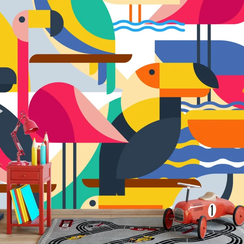 Fototapete tropisches geometrisches vogelmuster – Wallnifity® Fototapete tropisches geometrisches vogelmuster – Wallnifity®