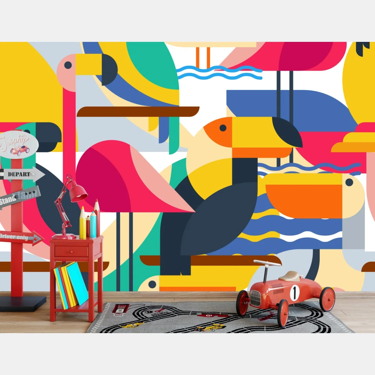 Fototapete tropisches geometrisches vogelmuster – Wallnifity® Fototapete tropisches geometrisches vogelmuster – Wallnifity®