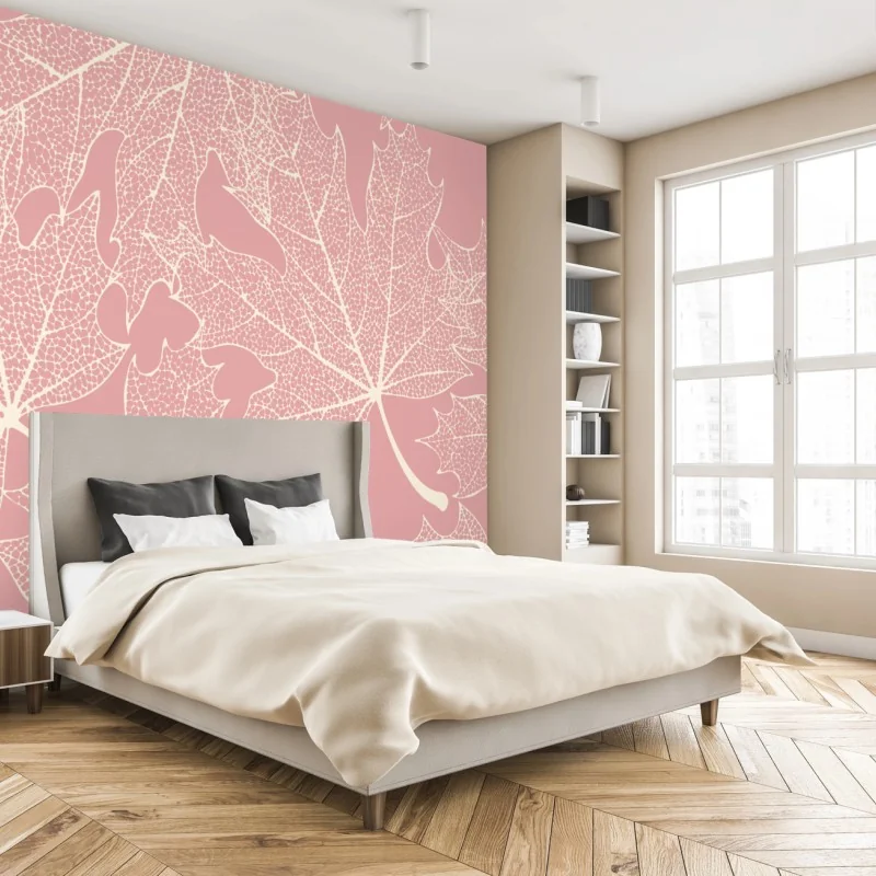 Fototapete zartes rosa blattmuster