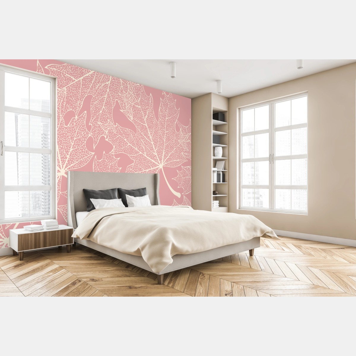 Fototapete zartes rosa blattmuster – Wallnifity®