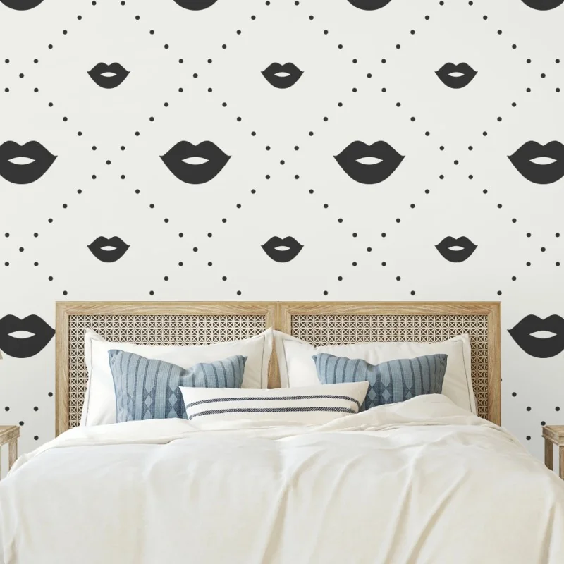Fototapete minimalistisches monochromes lippenmuster