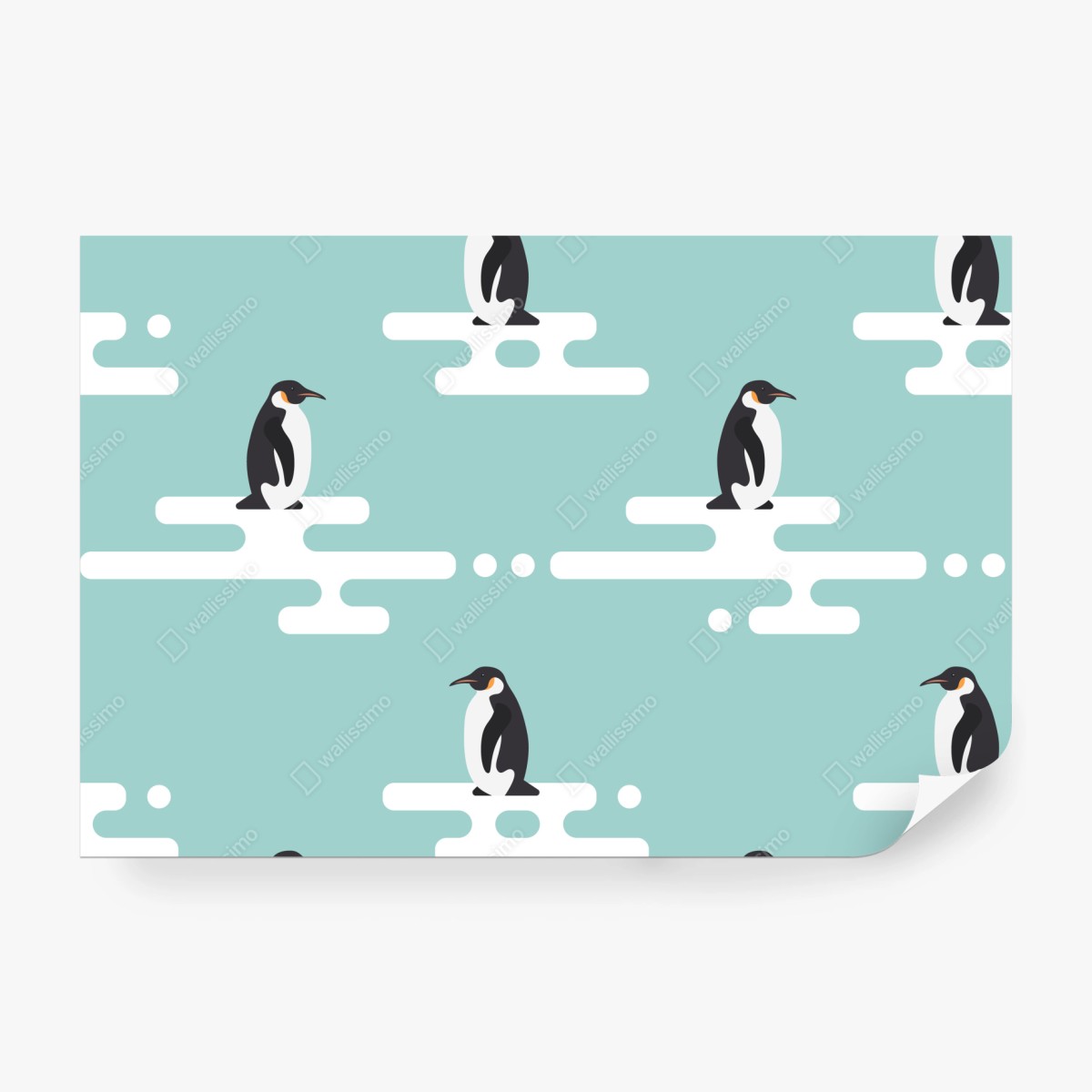 Fototapete süßes pinguinmuster in pastell-türkis – Wallnifity® Fototapete süßes pinguinmuster in pastell-türkis – Wallnifity®
