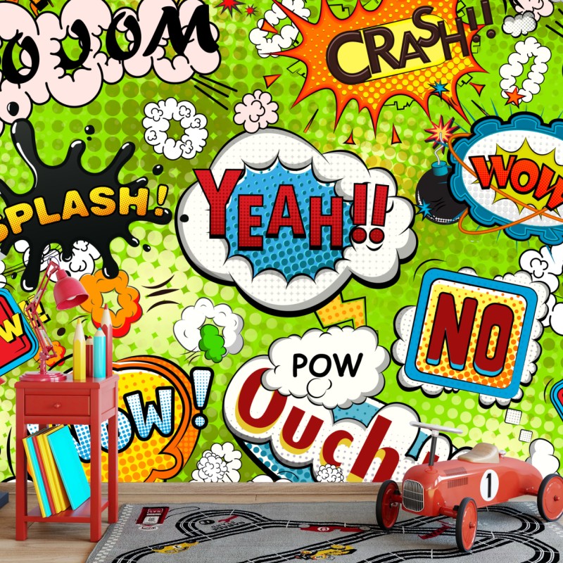 Fototapete lebhafte pop-art-comic-collage