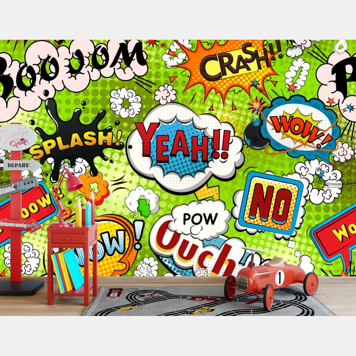 Fototapete lebhafte pop-art-comic-collage – Wallnifity®