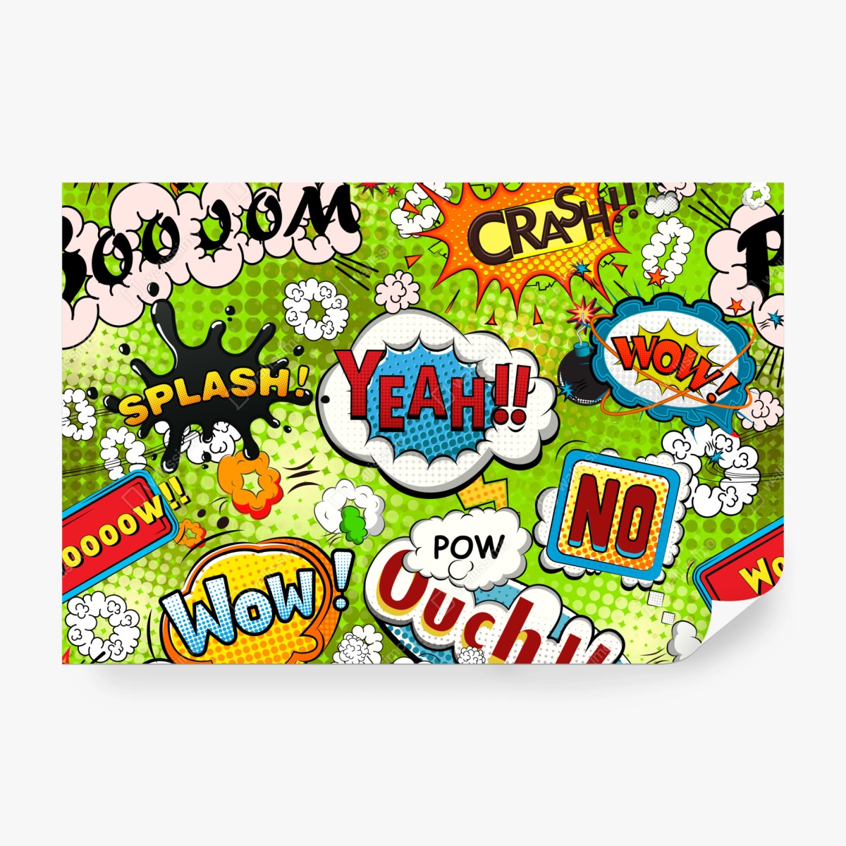 Fototapete lebhafte pop-art-comic-collage – Wallnifity®