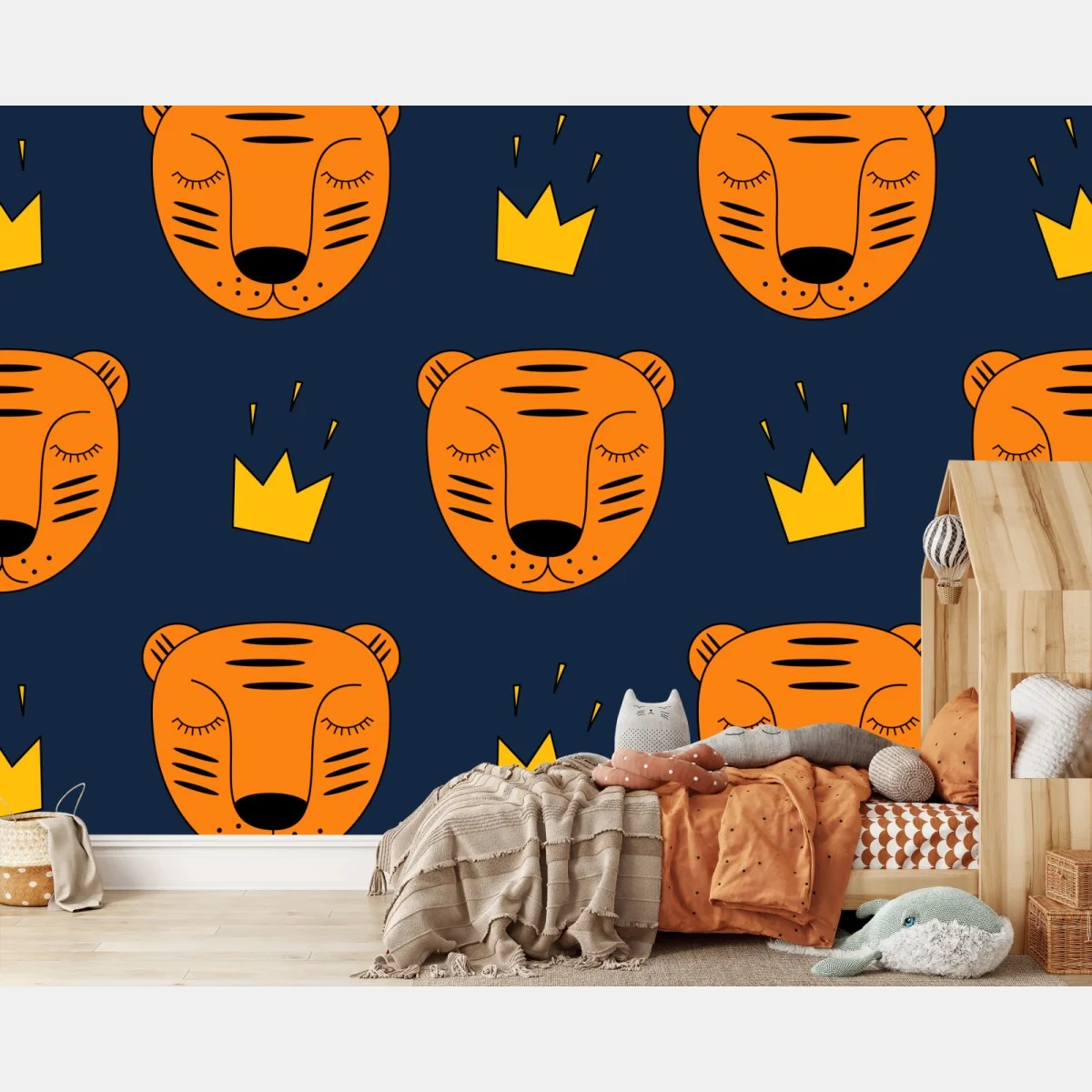 Fototapete verspieltes tiger-muster für kinderzimmer – Wallnifity® Fototapete verspieltes tiger-muster für kinderzimmer – Wallnifity®