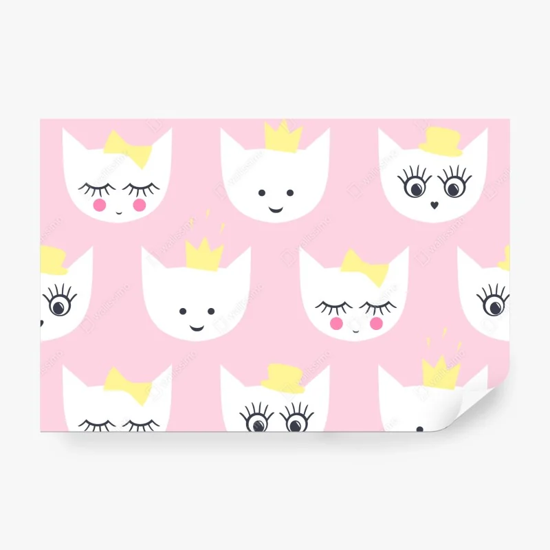 Fototapete rosa kätzchen prinzessinnenmuster