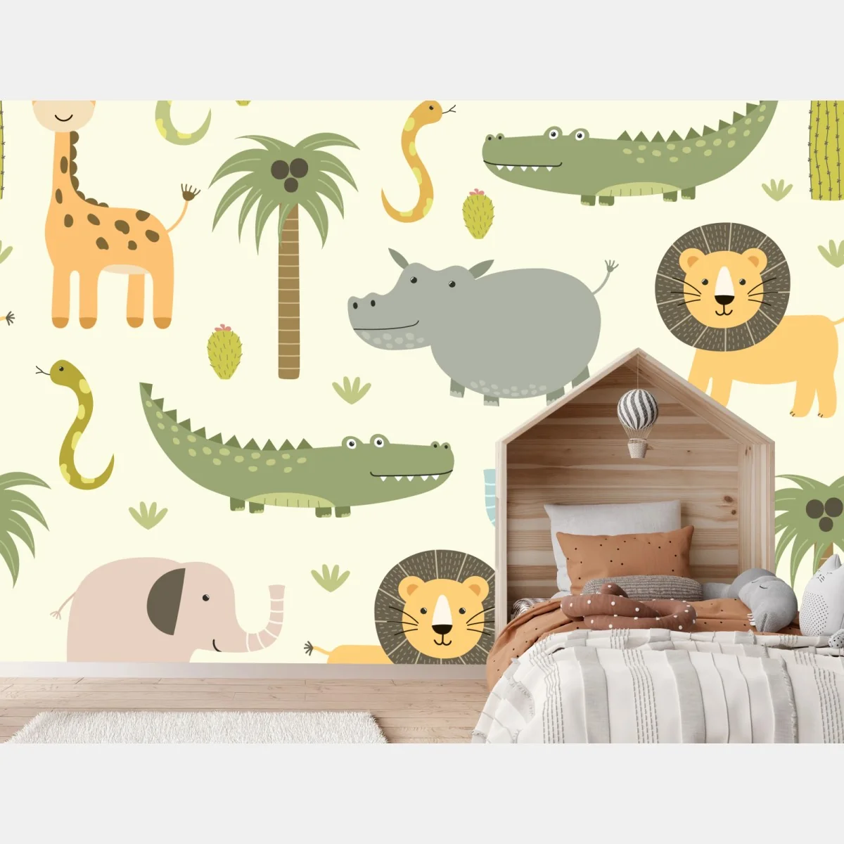 Fototapete pastell safari tiermuster – Wallnifity®