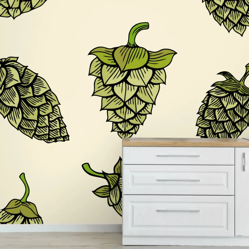 Fototapete handgezeichnetes hopfenmuster