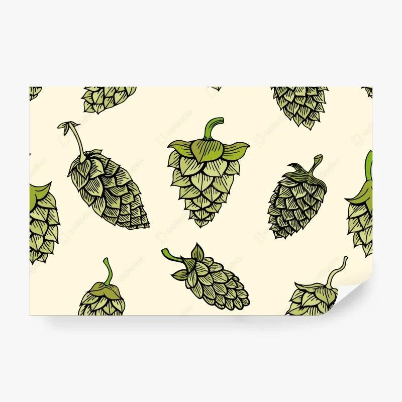 Fototapete handgezeichnetes hopfenmuster