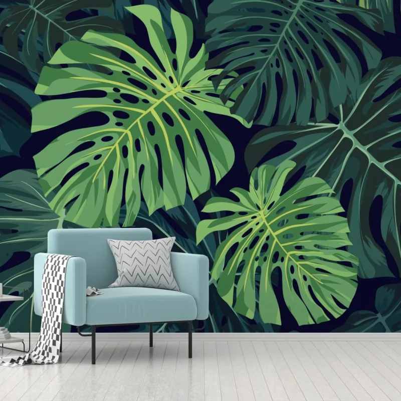 Fototapete tropisches monstera-blattmuster – Wallnifity® Fototapete tropisches monstera-blattmuster – Wallnifity®