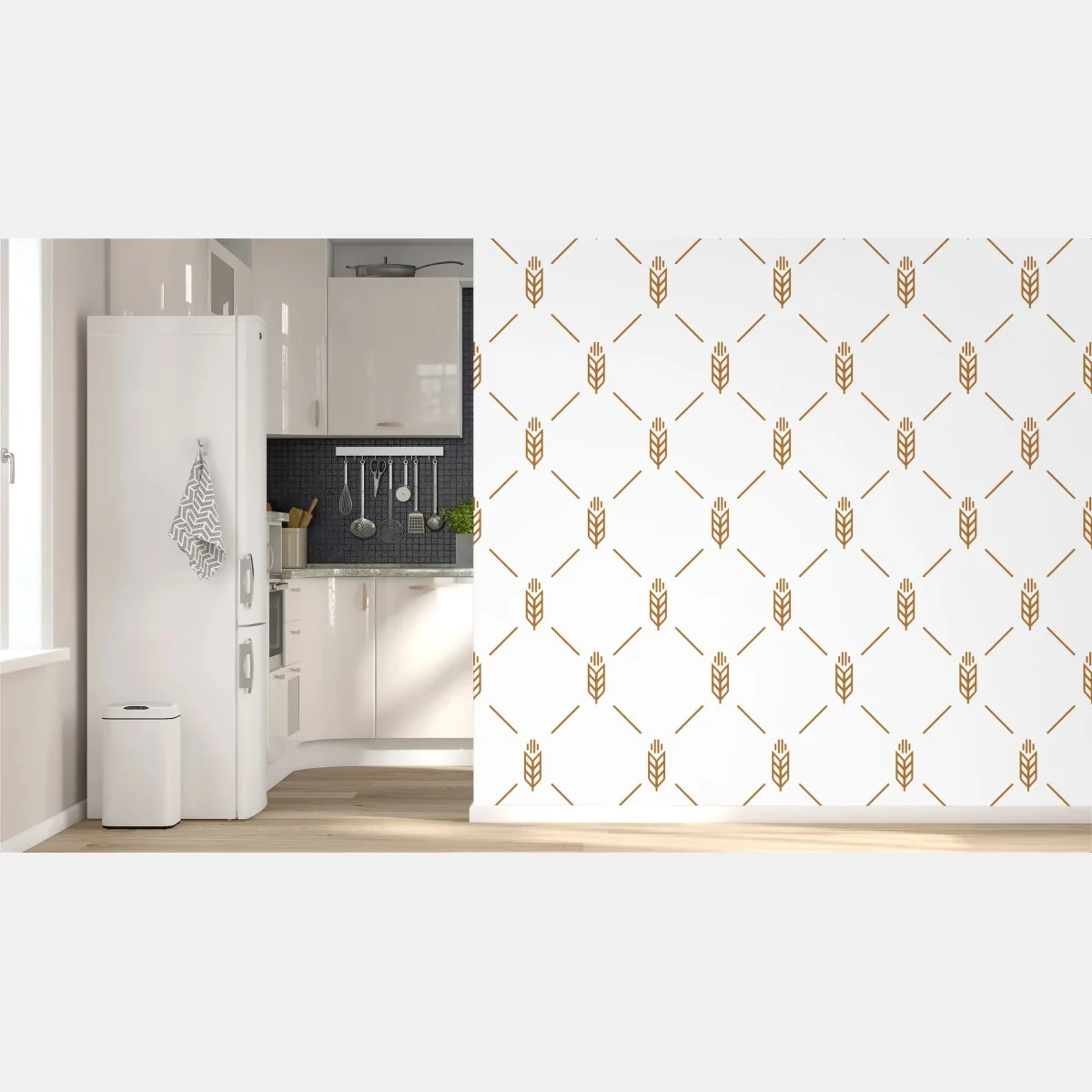 Fototapete goldenes geometrisches weizenmuster – Wallnifity®