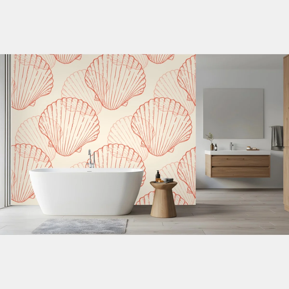 Fototapete korallenfarbiges muschelmuster – Wallnifity® Fototapete korallenfarbiges muschelmuster – Wallnifity®