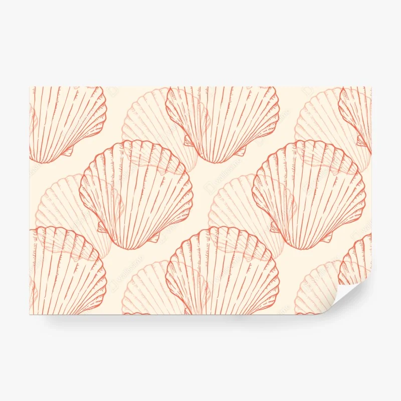 Fototapete korallenfarbiges muschelmuster