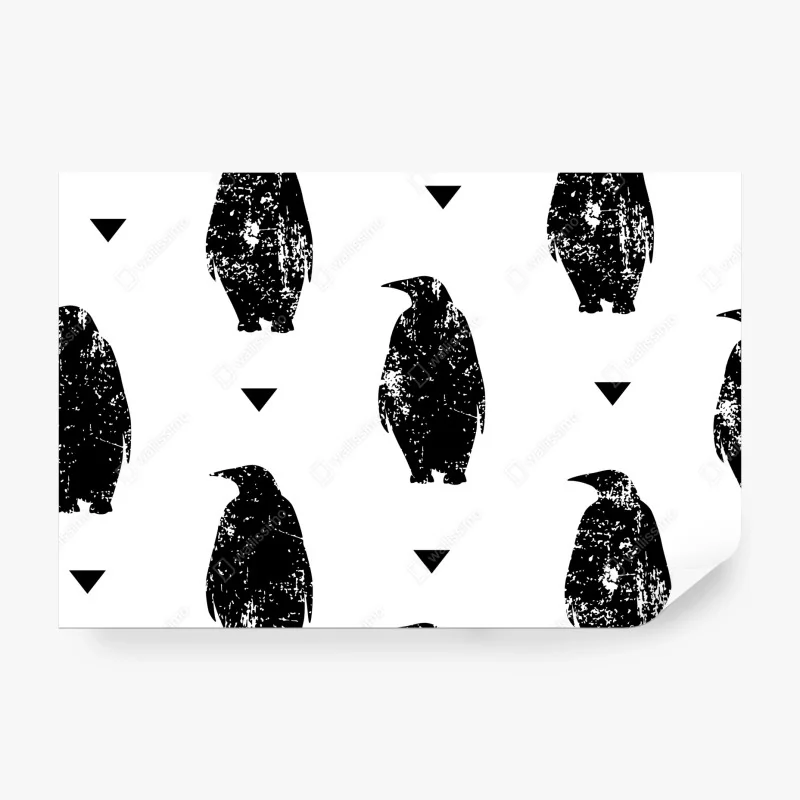 Fototapete schwarzes pinguin-silhouetten-muster – Wallnifity® Fototapete schwarzes pinguin-silhouetten-muster – Wallnifity®
