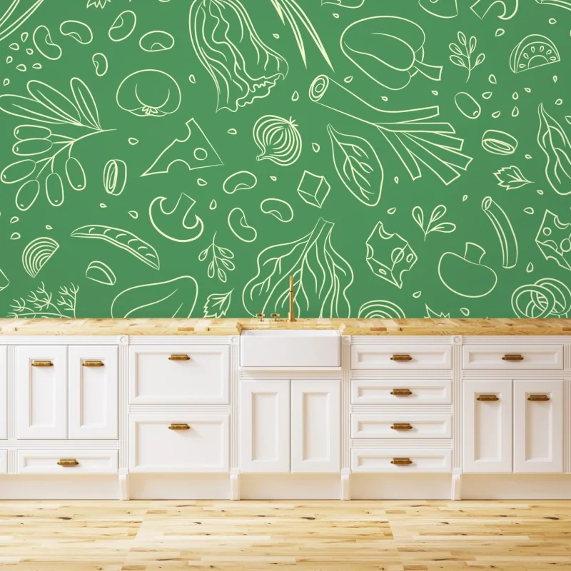 Fototapete grünes gemüsemuster