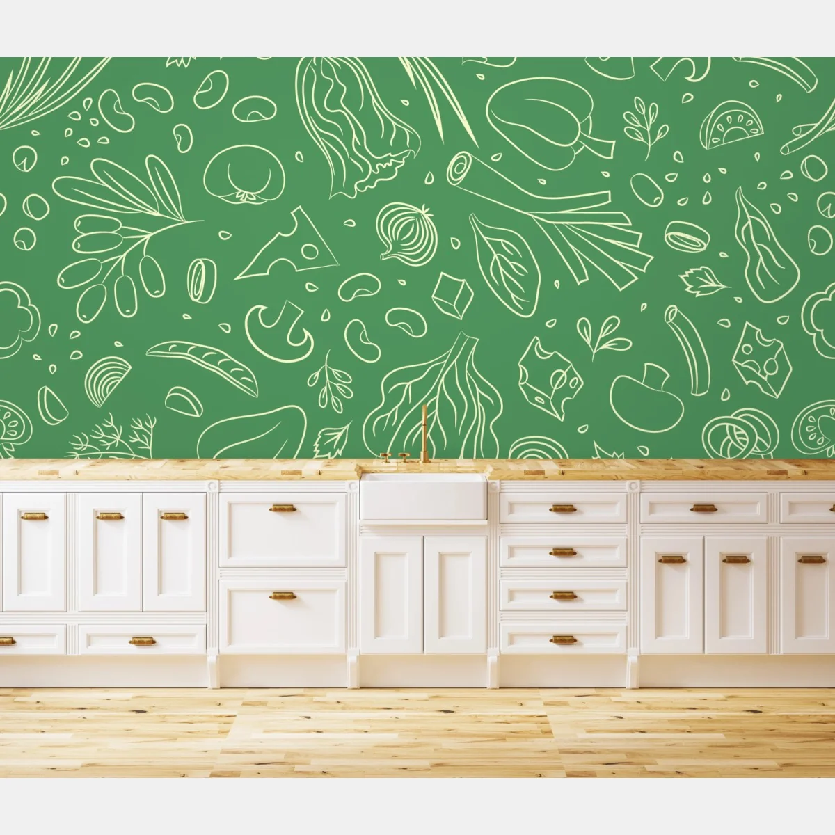 Fototapete grünes gemüsemuster – Wallnifity®