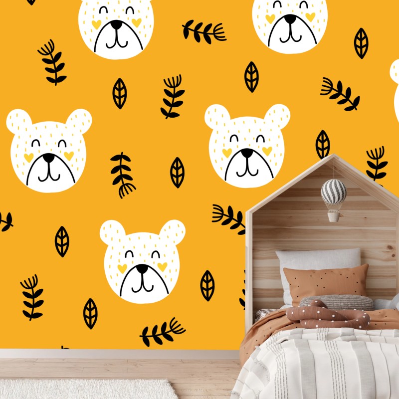 Fototapete verspieltes bärenmuster für kinderzimmer – Wallnifity® Fototapete verspieltes bärenmuster für kinderzimmer – Wallnifity®