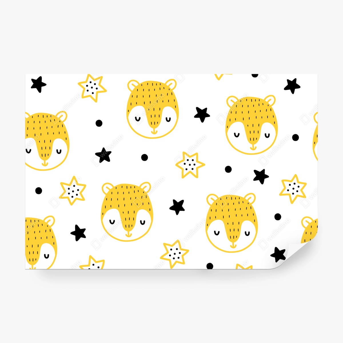 Fototapete niedliches gelbes tiergesichter muster für kinderzimmer – Wallnifity® Fototapete niedliches gelbes tiergesichter muster für kinderzimmer – Wallnifity®