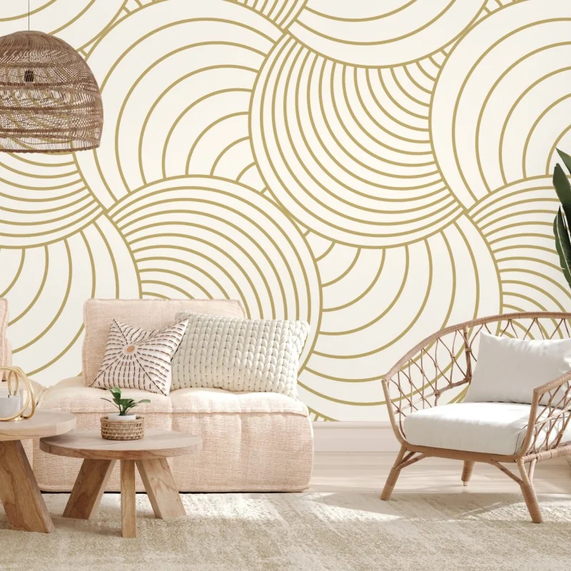 Fototapete goldenes art deco kreismuster