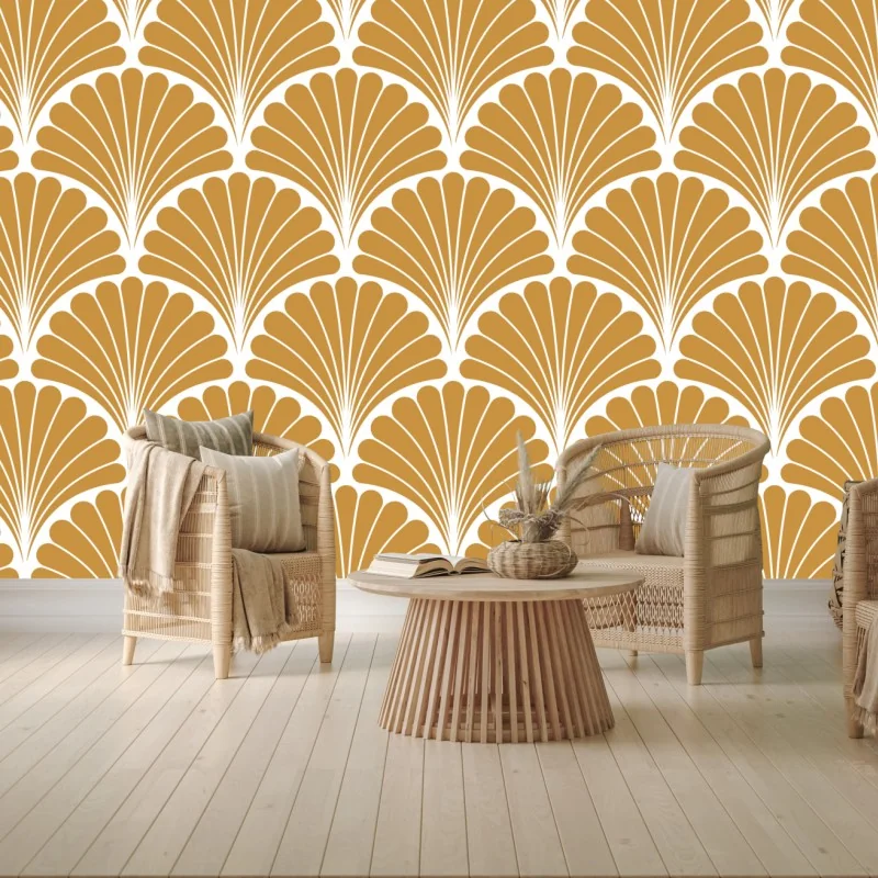 Fototapete goldenes fächermuster im art-deco-stil