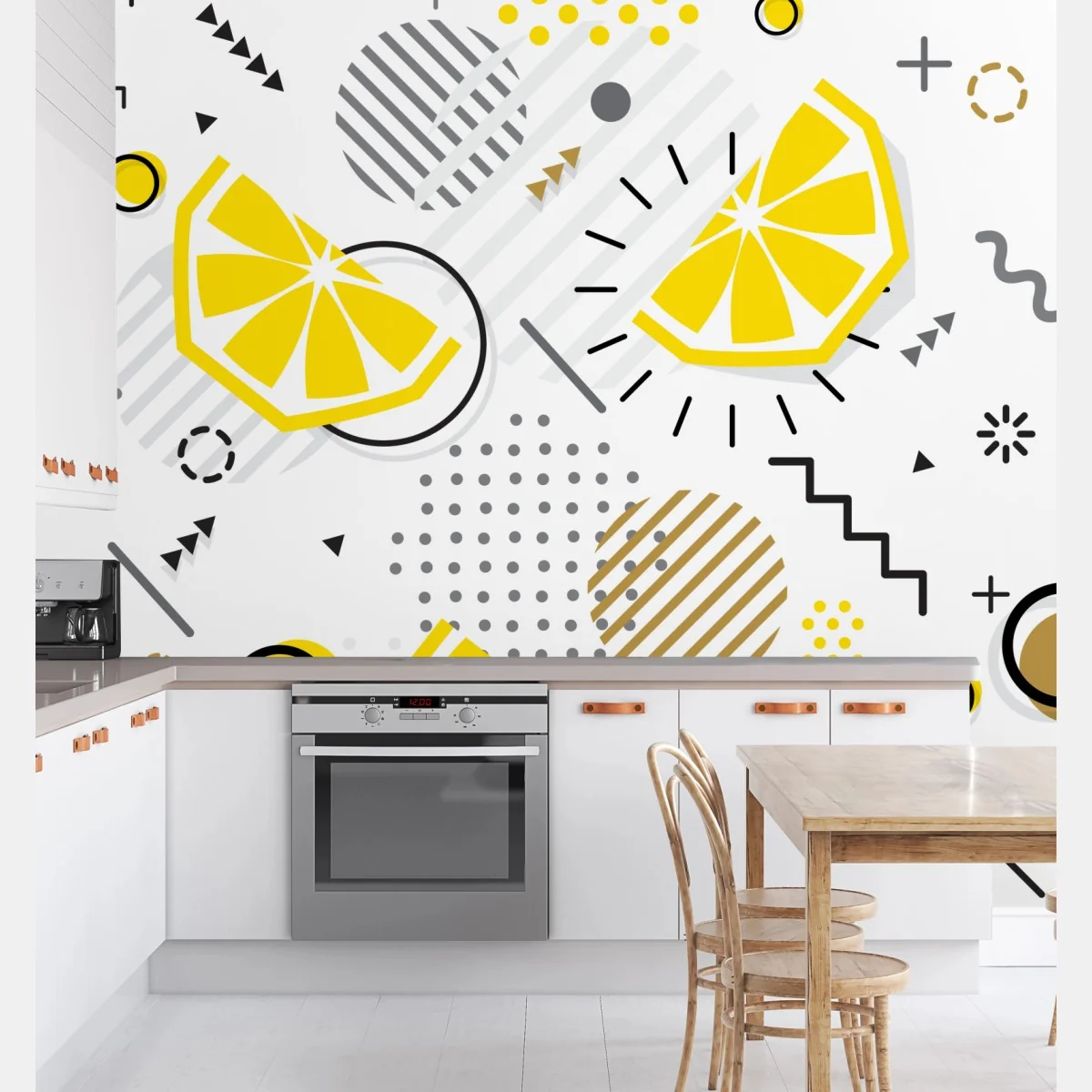 Fototapete leuchtendes zitrus geometrisches muster – Wallnifity® Fototapete leuchtendes zitrus geometrisches muster – Wallnifity®