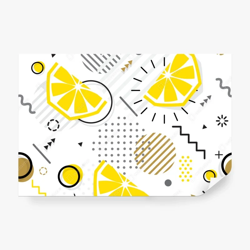 Fototapete leuchtendes zitrus geometrisches muster